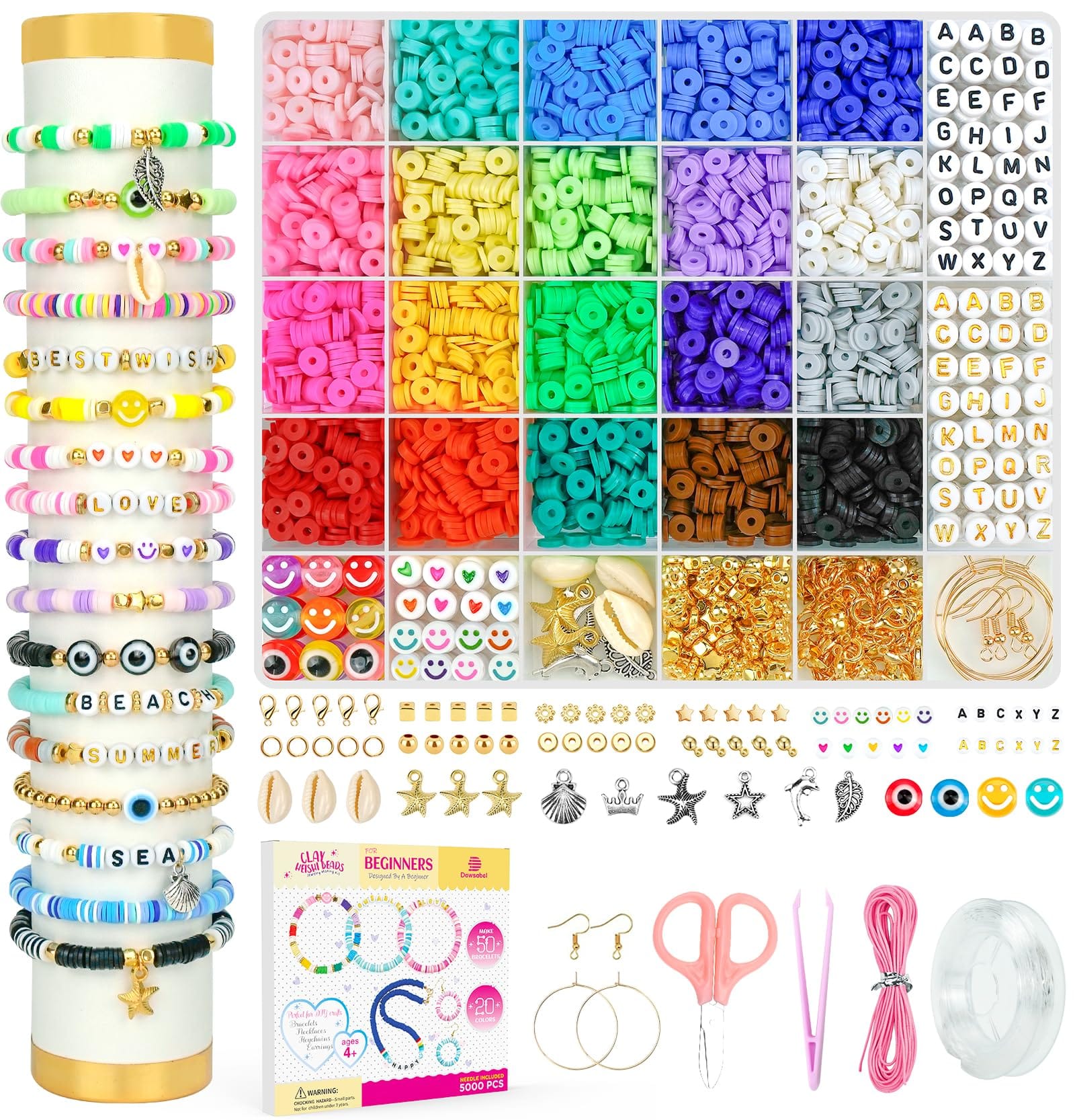 Dowsabel Clay Beads Bracelet Making Kit for Beginner