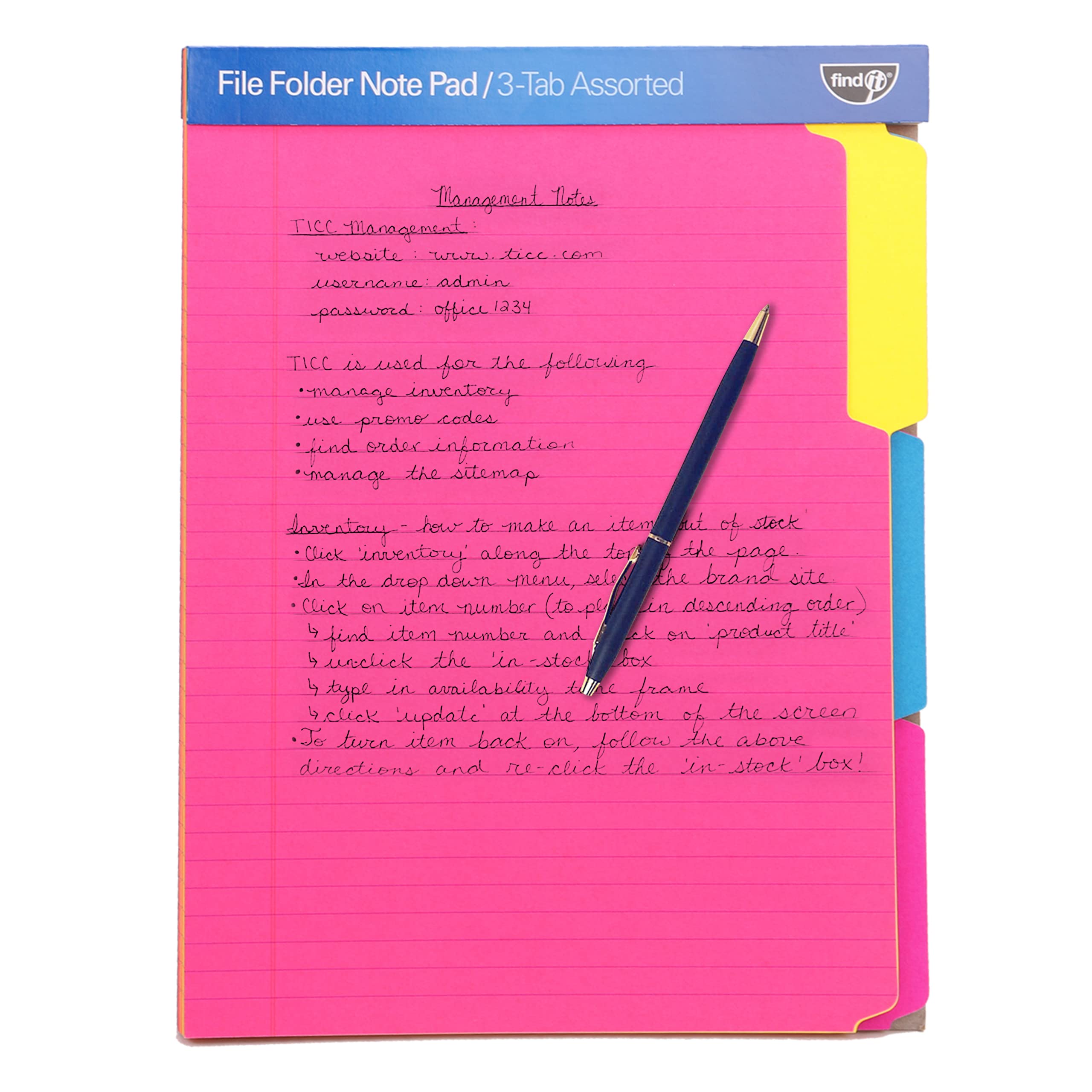 Find It File Folder Notepad