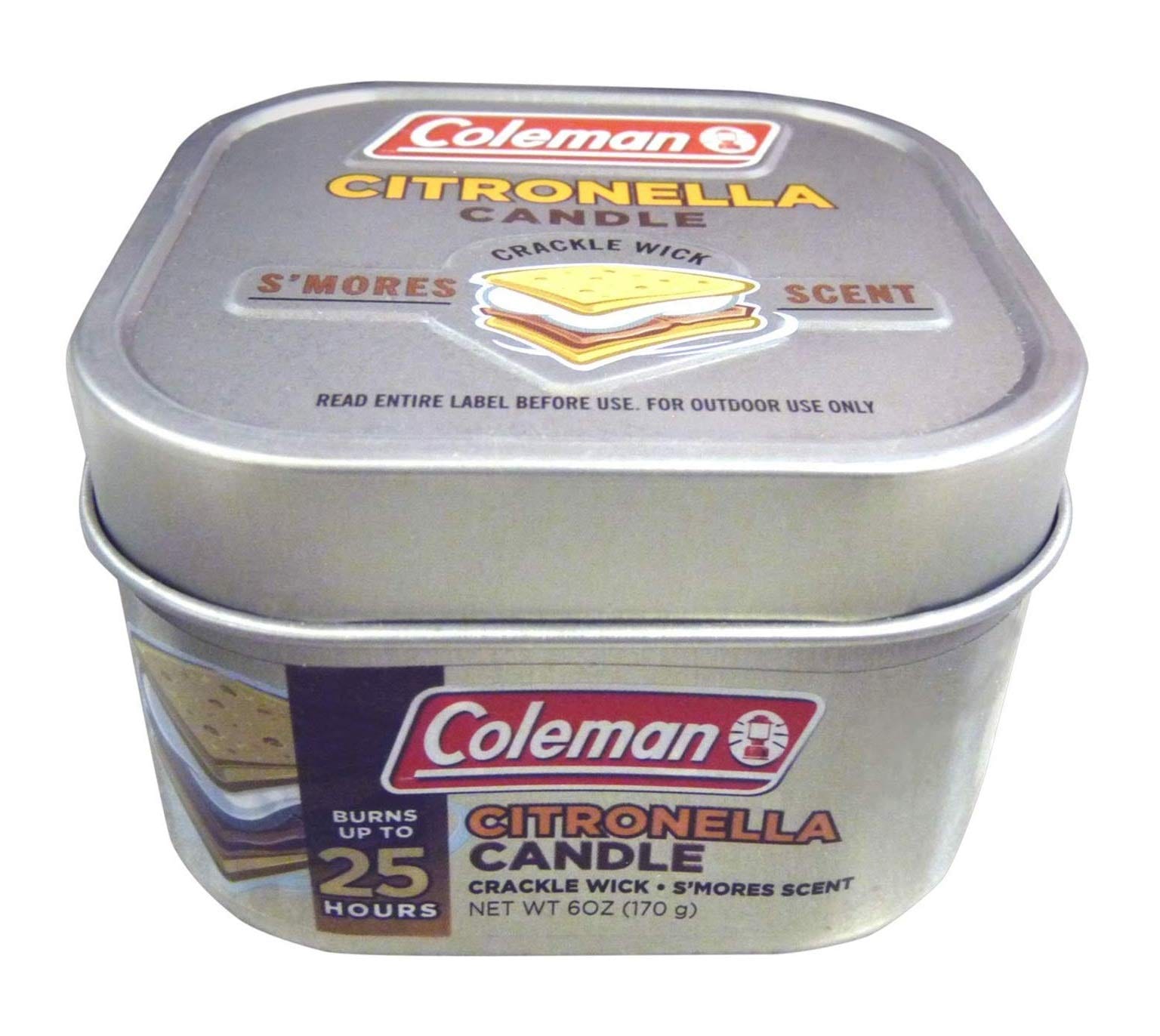 Coleman Scented Outdoor Citronella Candle with Wooden Crackle Wick, Smores Scent, 6 oz S'mores 1 Single