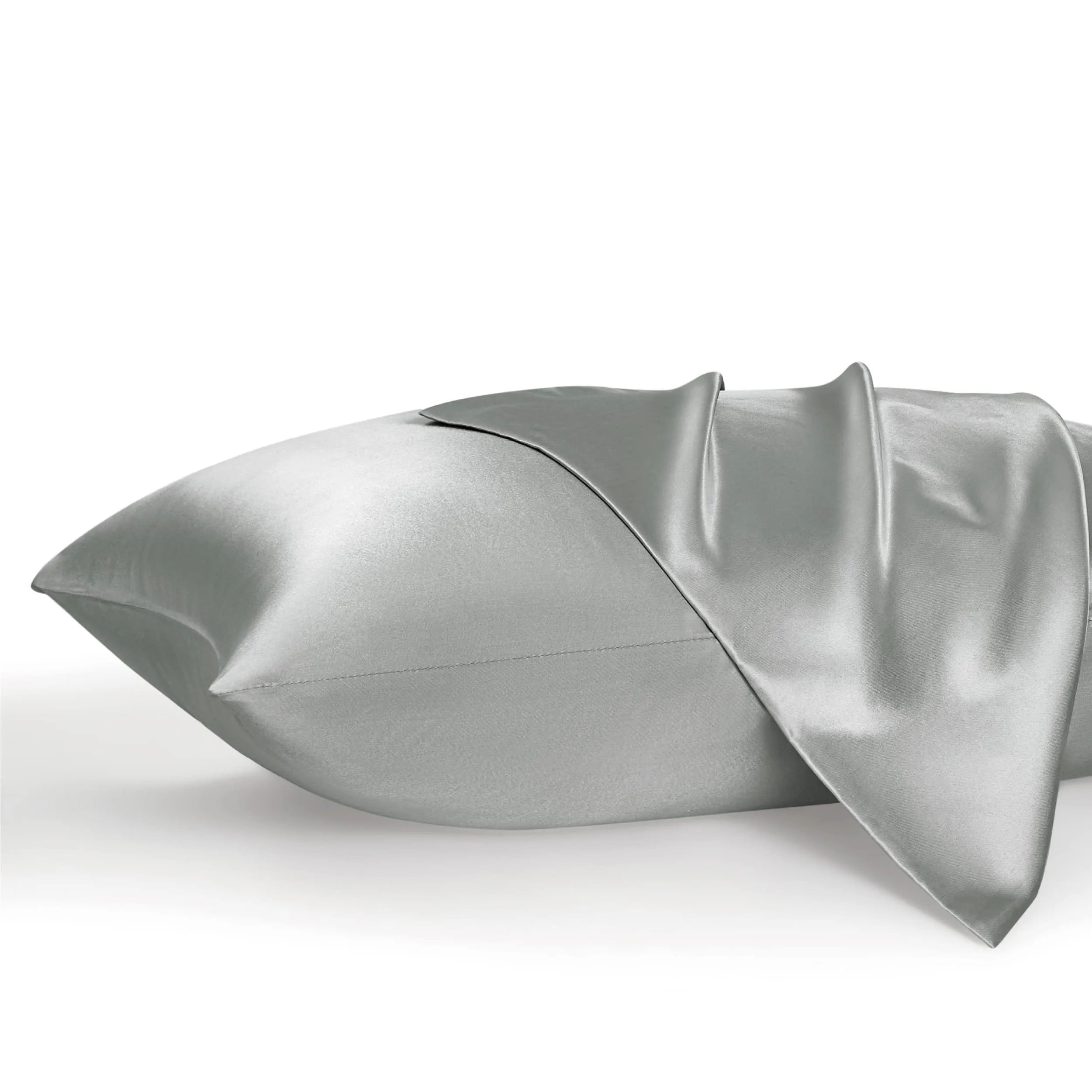 Bedsure Satin Pillowcase for Hair and Skin Queen - Silver Grey Silky Pillowcase 20x30 Inches - Set of 2 with Envelope Closure, Similar to Silk Pillow Cases, Gifts for Women Men 04 - Silver Grey Queen (20" x 30")